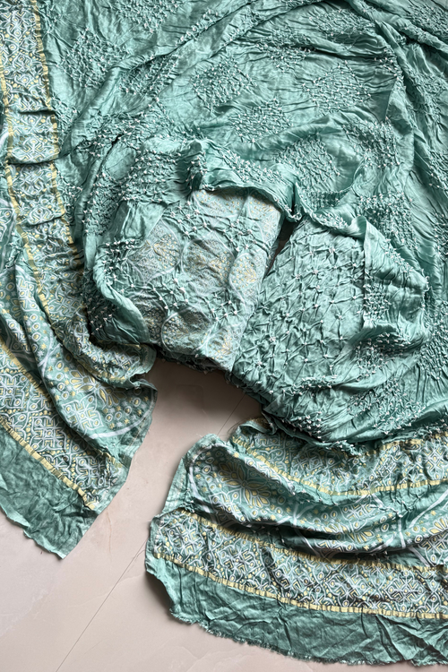 banarasi Upada weaving With bandhej - Sea Green
