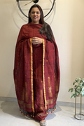 Jayshree Linen Jamdani 2 Pc Set –Red Maroon