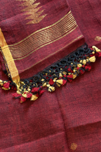 Jayshree Linen Jamdani 2 Pc Set –Red Maroon