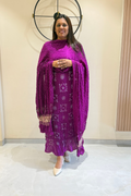 Pure gajji silk ombre dying with rai bandhej - magenda color