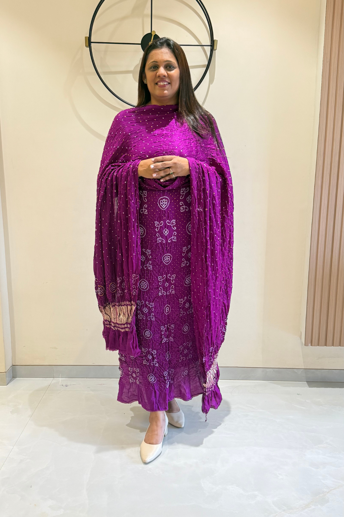 Pure gajji silk ombre dying with rai bandhej - magenda color