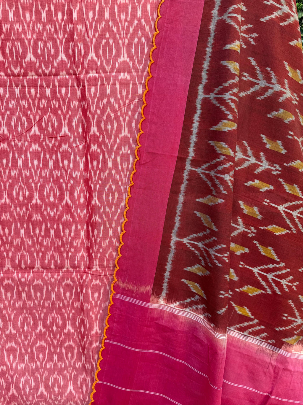 Handcrafted Ikkat Elegance – Pink & Maroonish Pink
