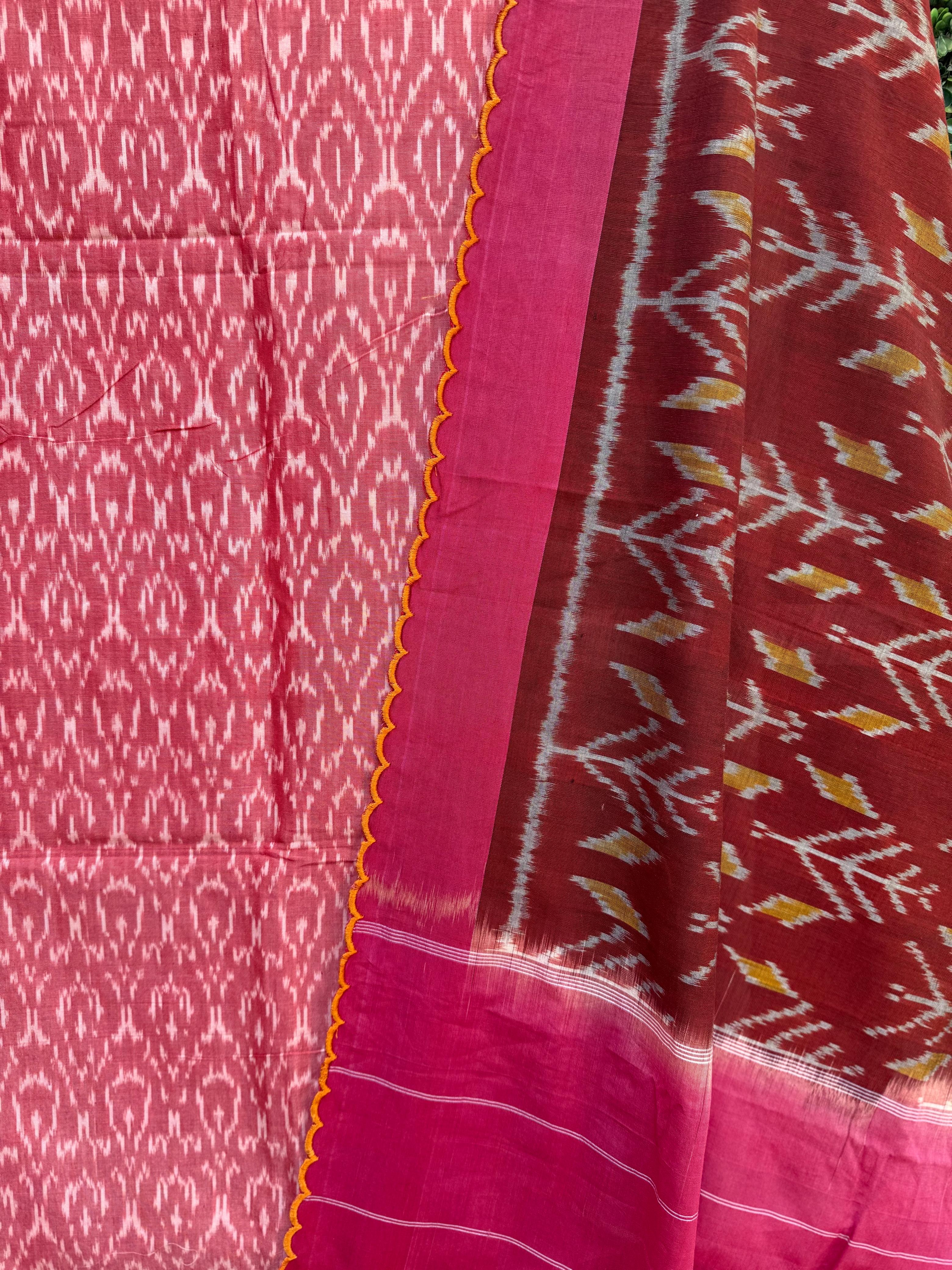 Handcrafted Ikkat Elegance – Pink & Maroonish Pink
