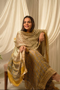 Yellow Modal Satin Ajrakh Suit Set