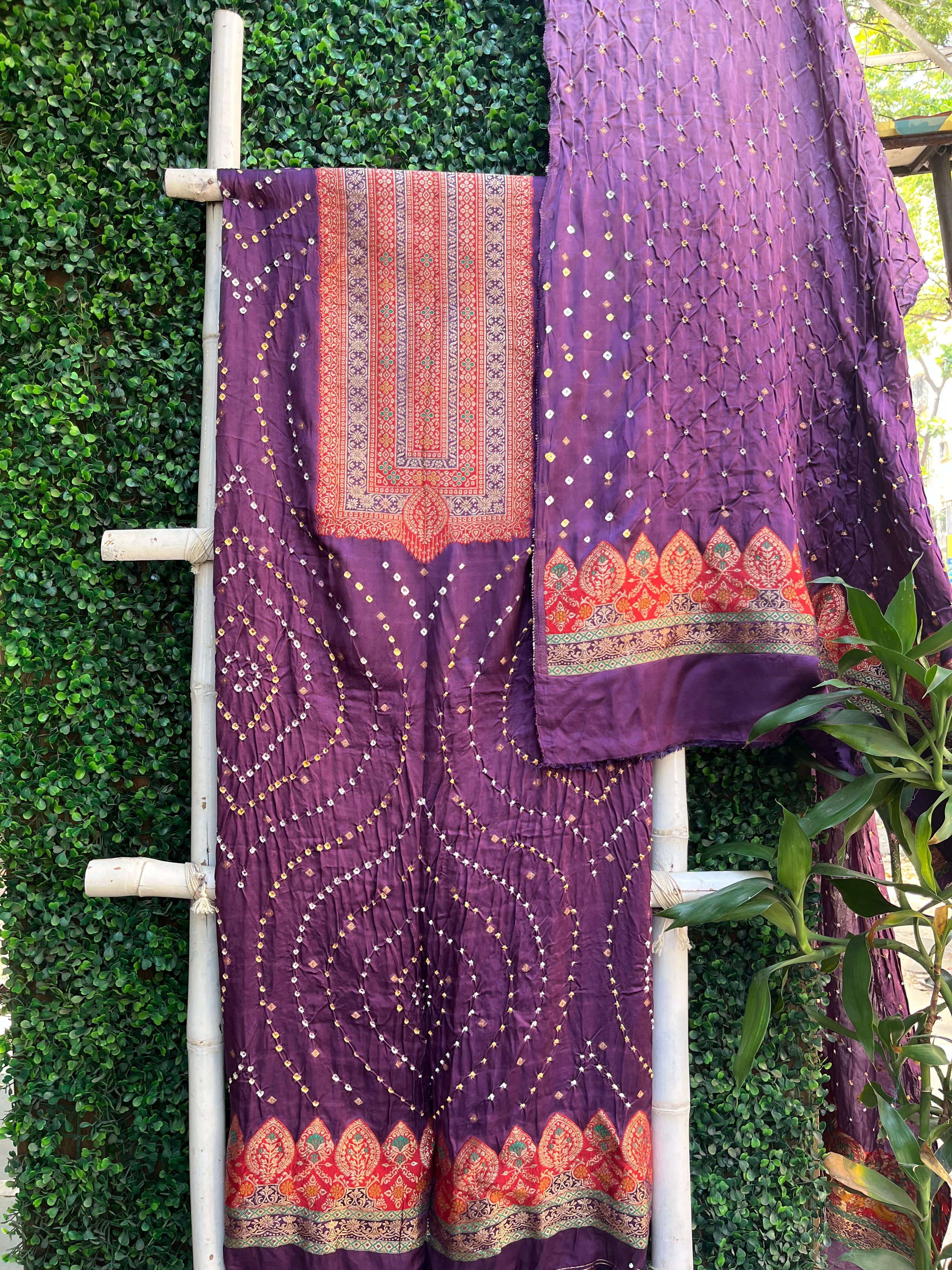 Royal Purple Banarasi Bandhej Collection