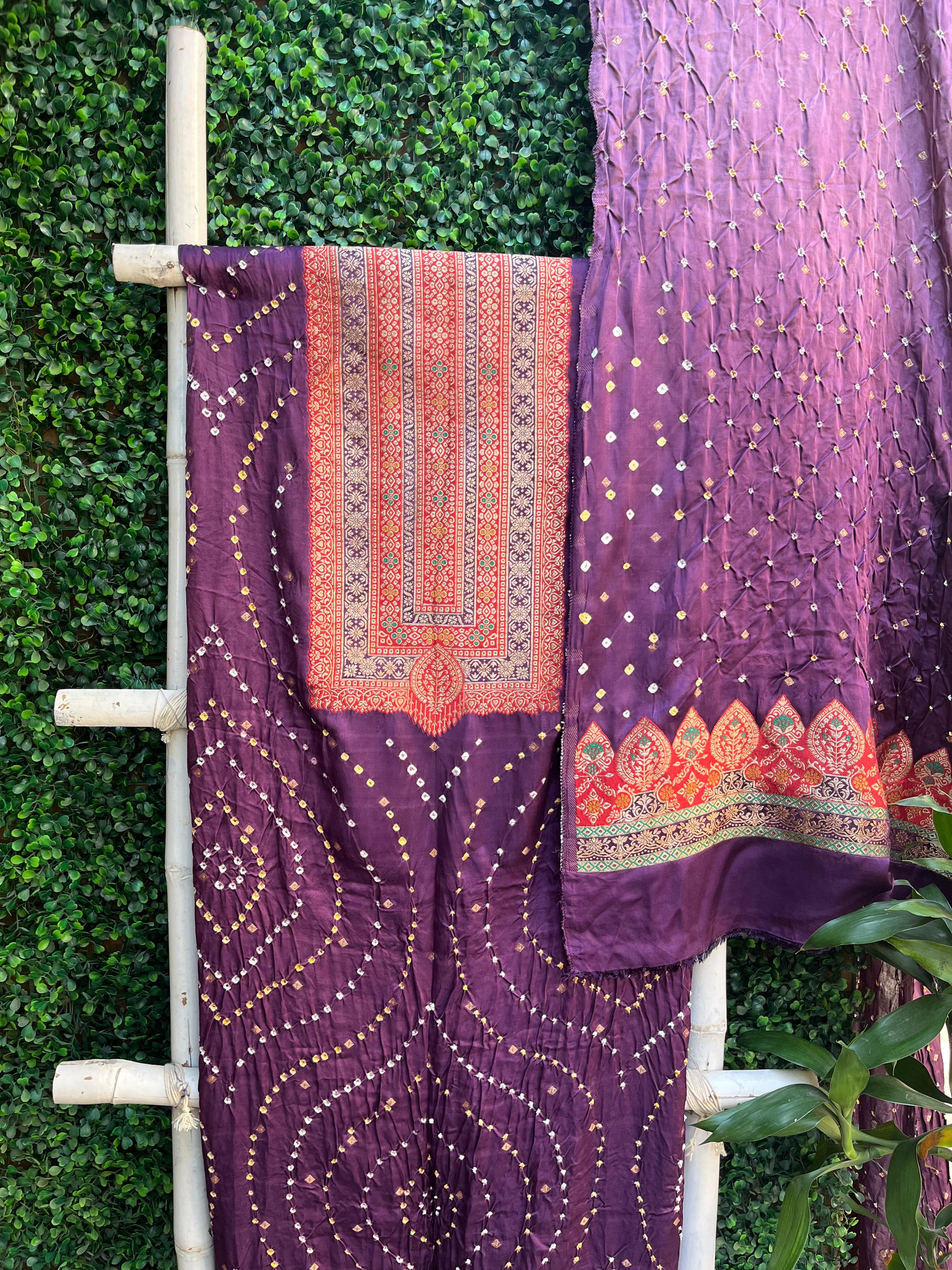 Royal Purple Banarasi Bandhej Collection