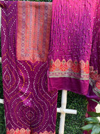 Royal Wine Meenakari Banarasi Bandhej Set
