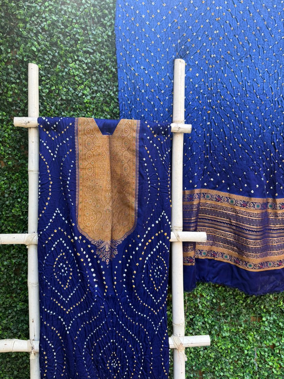 Royal Blue Banarasi Bandhej Elegance