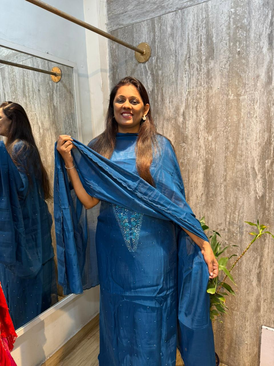 Blue Dola Organza 3-Piece Suit