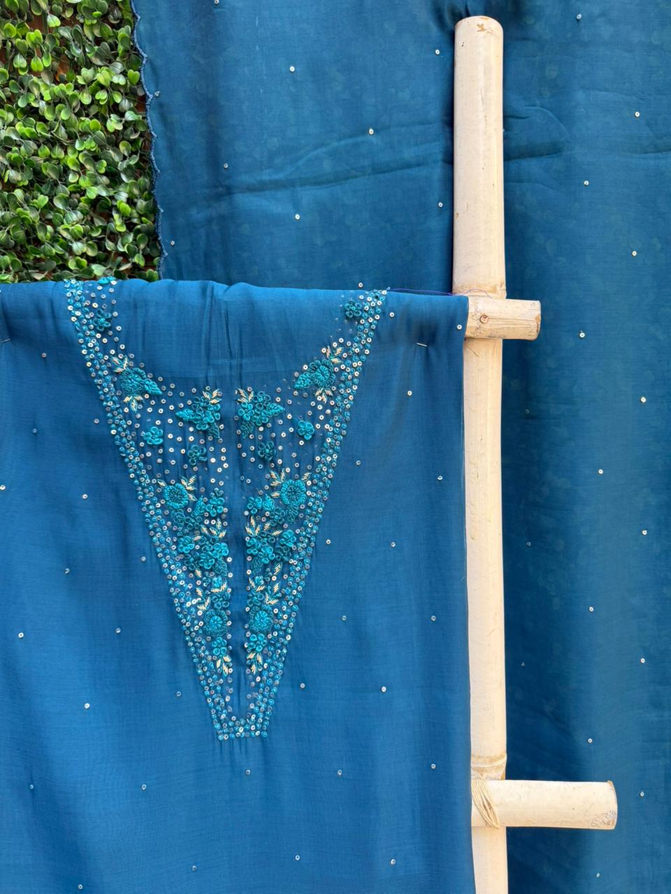 Blue Dola Organza 3-Piece Suit