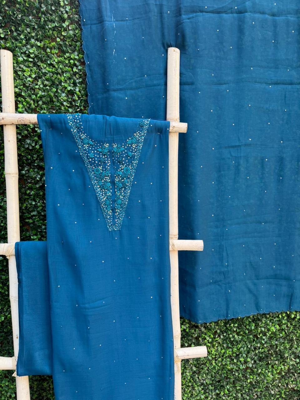 Blue Dola Organza 3-Piece Suit