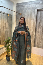 Bright Green Jamdani Linen Dress Suit