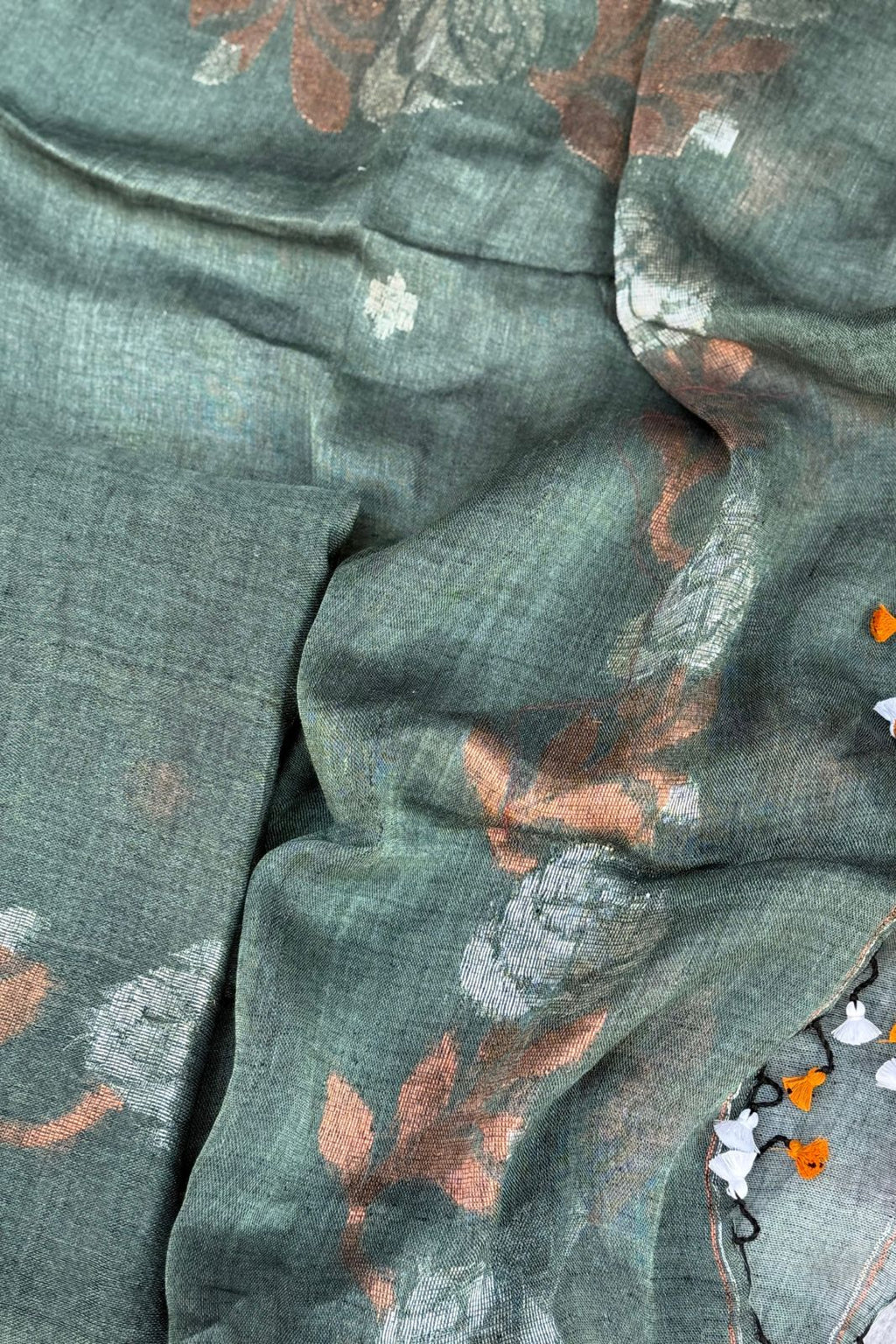 Bright Green Jamdani Linen Dress Suit