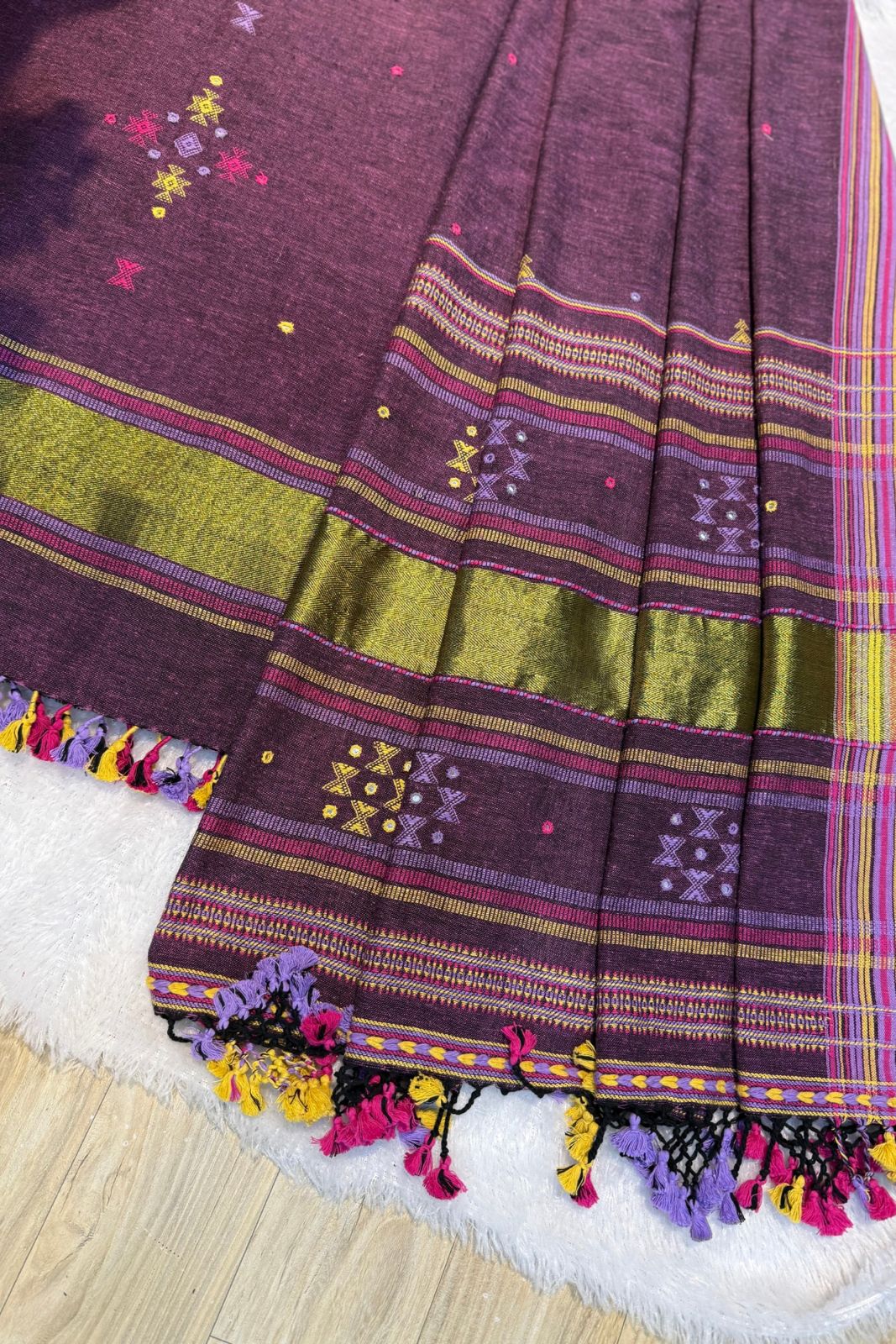 Pure Kala Cotton bhujodi - Purple