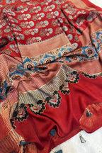 Pure Modal Satin 2-Piece Suit Set in Natural Ajrak Dye - Red