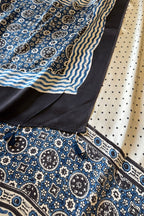 Pure Modal Satin 2-Piece Suit Set in Natural Ajrak Dye - white