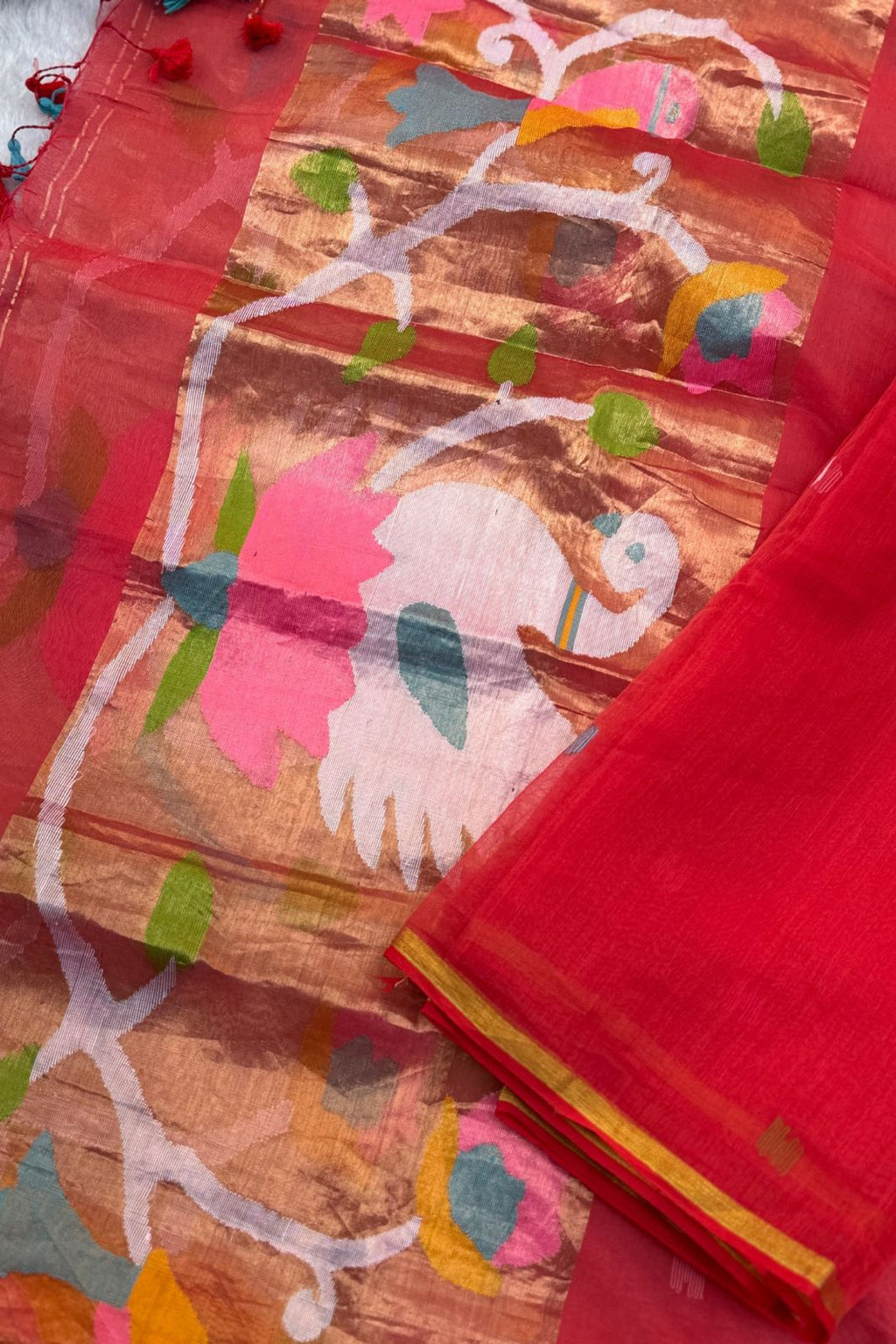 Paithani Jamdani Dress Suit - Red