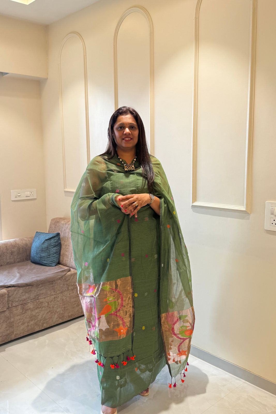 Paithani Jamdani Dress Suit - Green