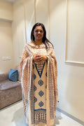 Pure Modal Satin 2-Piece Suit Set in Natural Ajrak Dye - White