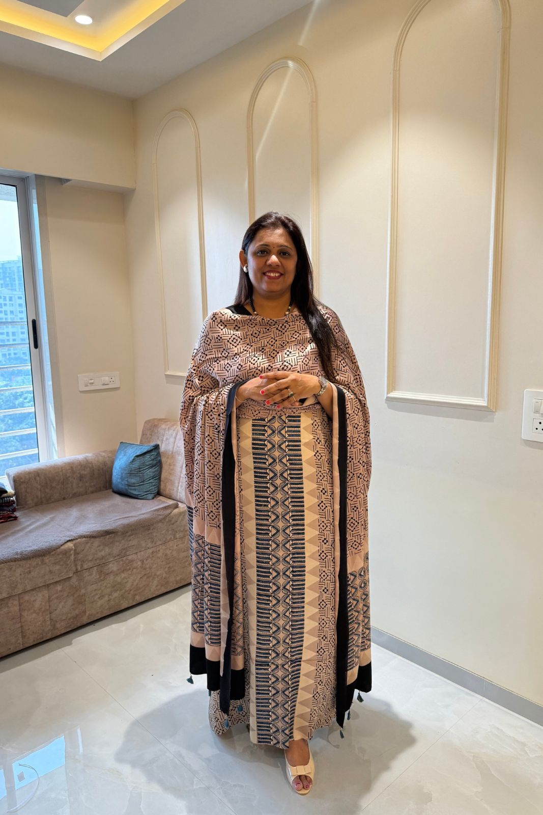 Pure Modal Satin 2-Piece Suit Set in Natural Ajrak Dye