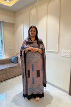 Pure Modal Satin 2-Piece Suit Set in Natural Ajrak Dye - Pinkish Grey