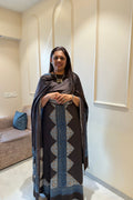 Pure Modal Satin 2-Piece Suit Set in Natural Ajrak Dye - Black