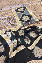 Pure Modal Satin 2-Piece Suit Set in Natural Ajrak Dye - Triangle symetric