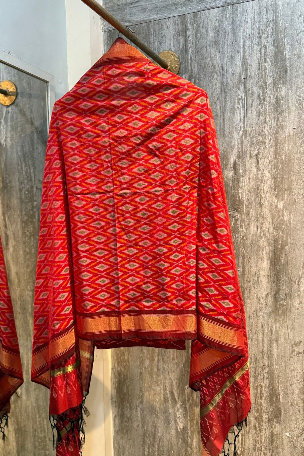 Sicco Ikkat Patola Premium 2-Piece Suit Set – Maroon & Red
