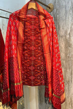 Sicco Ikkat Patola Premium 2-Piece Suit Set – Maroon & Red