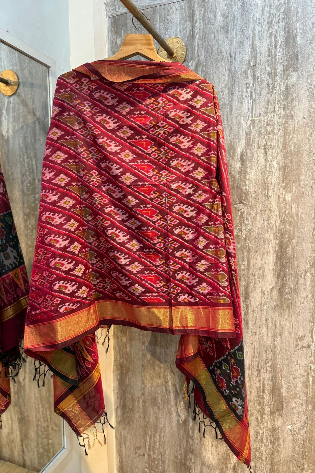 Sicco Ikkat Patola Premium 2-Piece Suit Set – Black & Maroon