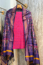 Sicco Ikkat Patola Premium 2-Piece Suit Set – Pink & Purple