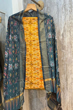 Sicco Ikkat Patola Premium 2-Piece Suit Set – Yellow & Firozi