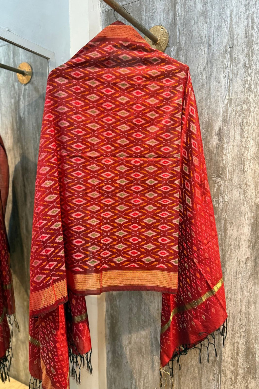 Sicco Ikkat Patola Premium 2-Piece Suit Set – Yellow & Red