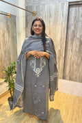 Grey Jamdani Linen Dress Suit