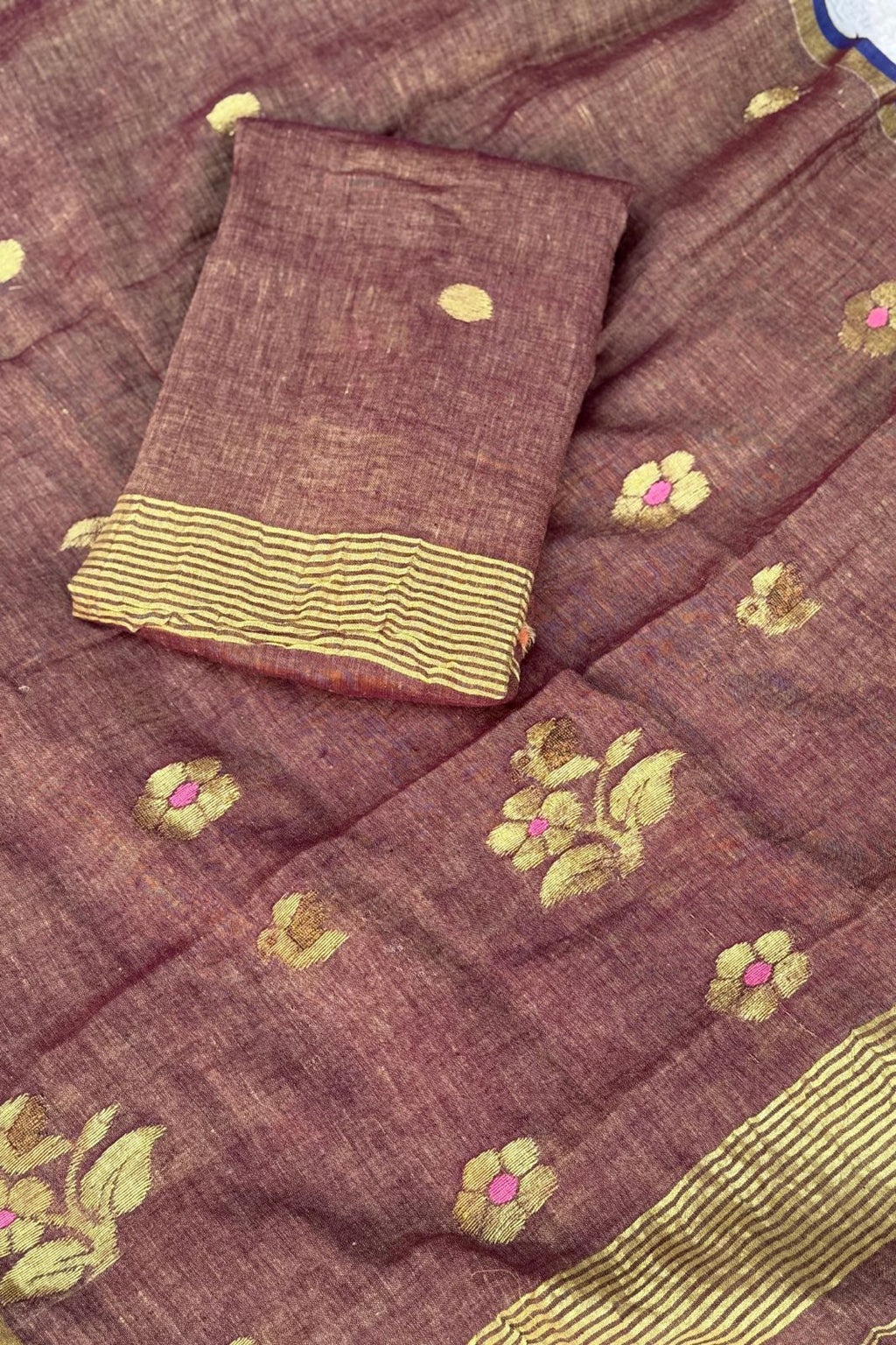 Linen Jamdani Wine 2-Piece Set