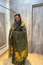 Jayshree Linen Jamdani 2 Pc Set – Olive Green