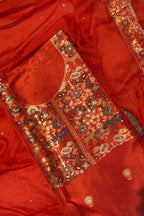 Orange Chanderi Silk Festive 3 Pc Unstitched Dress Suit