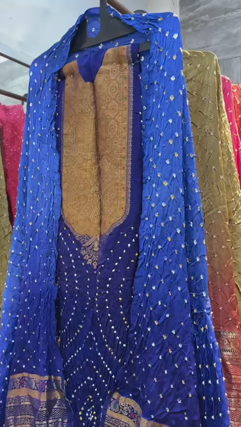 Royal Blue Banarasi Bandhej Elegance