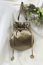 Jardosi Work Potli bag - Brownish Gold